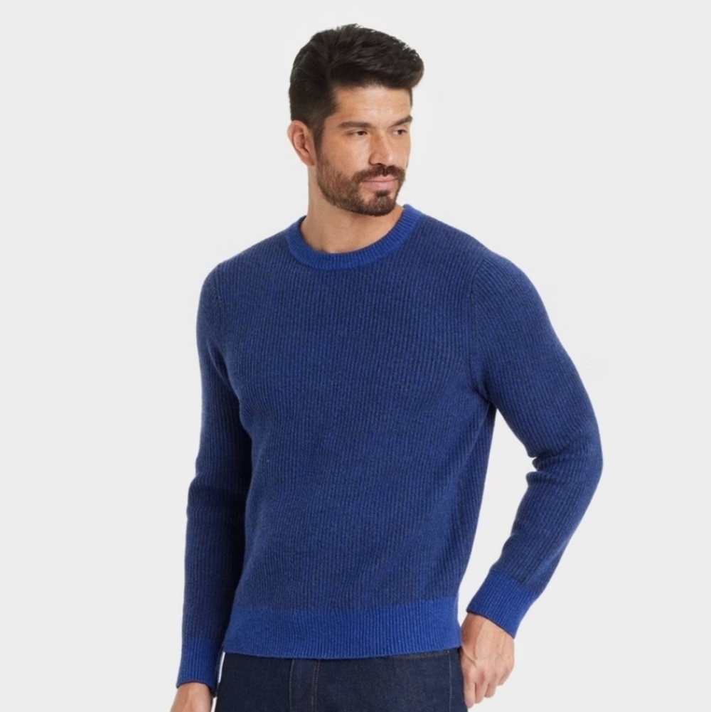 Men's Crewneck Pullover Sweater - Goodfellow & Co Blue XXL